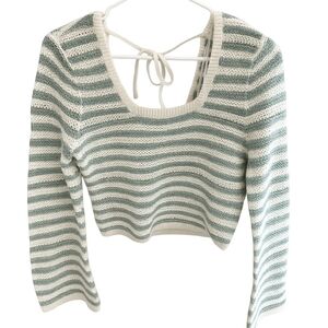 Striped Knit Sweater with Back Tie